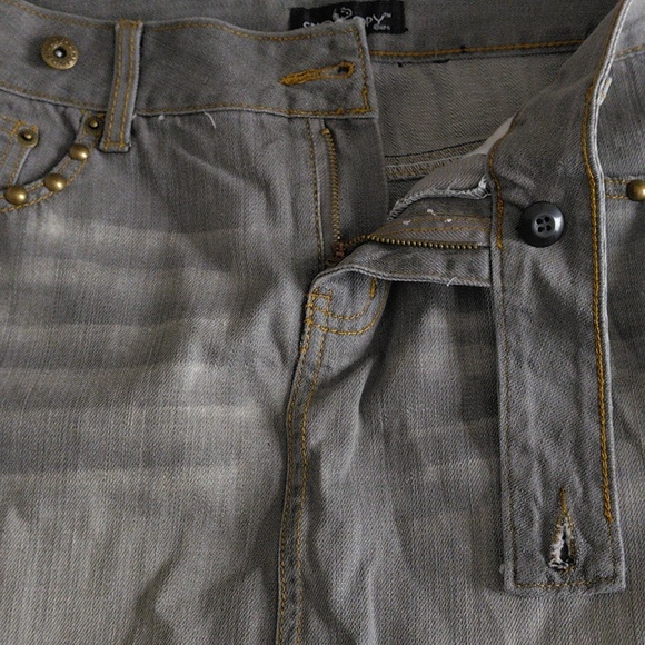 Snoopy Embroidered Grey Jean Distressed Hem Mini Skirt - Picture 13 of 16